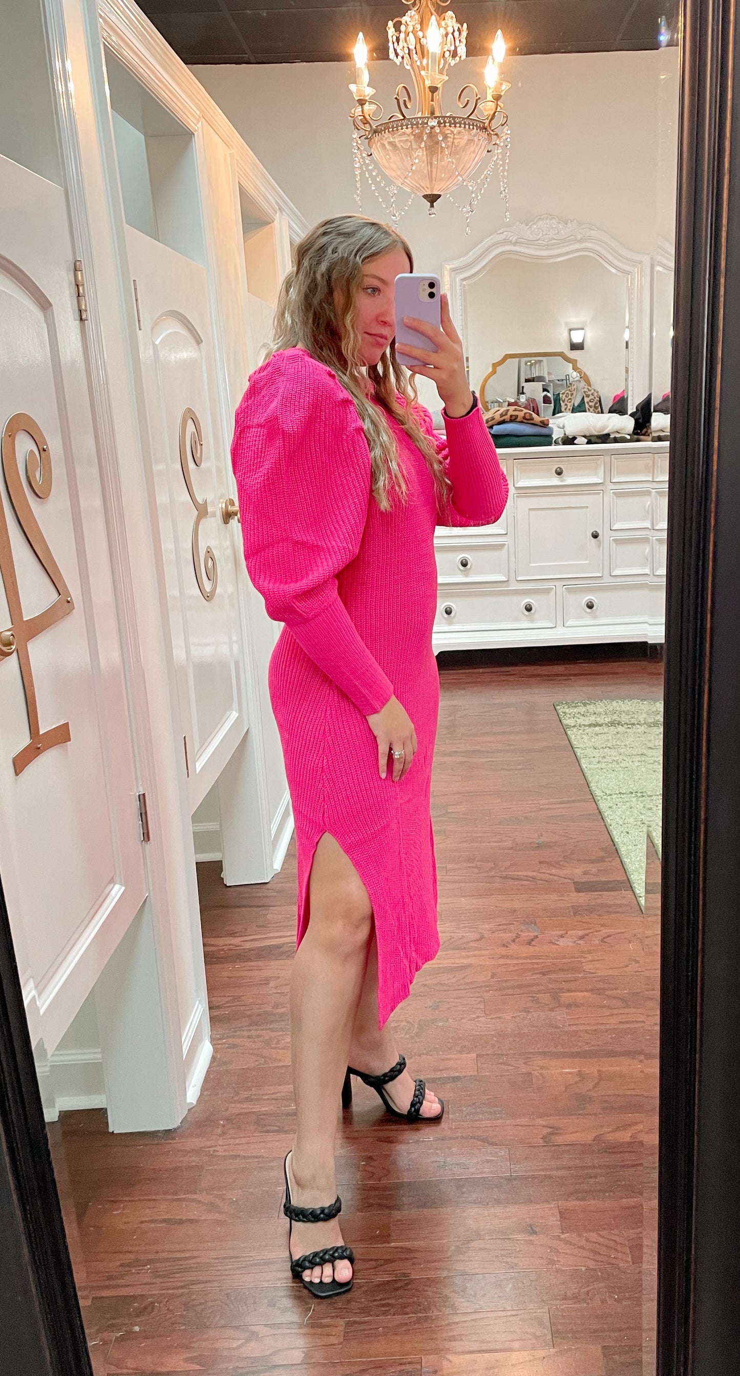 Lafayette Mutton Sleeve Sweater Dress