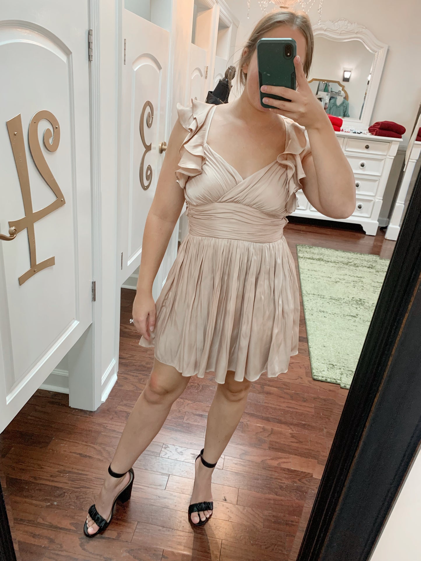 Satin Ruffle Sleeve Mini Dress