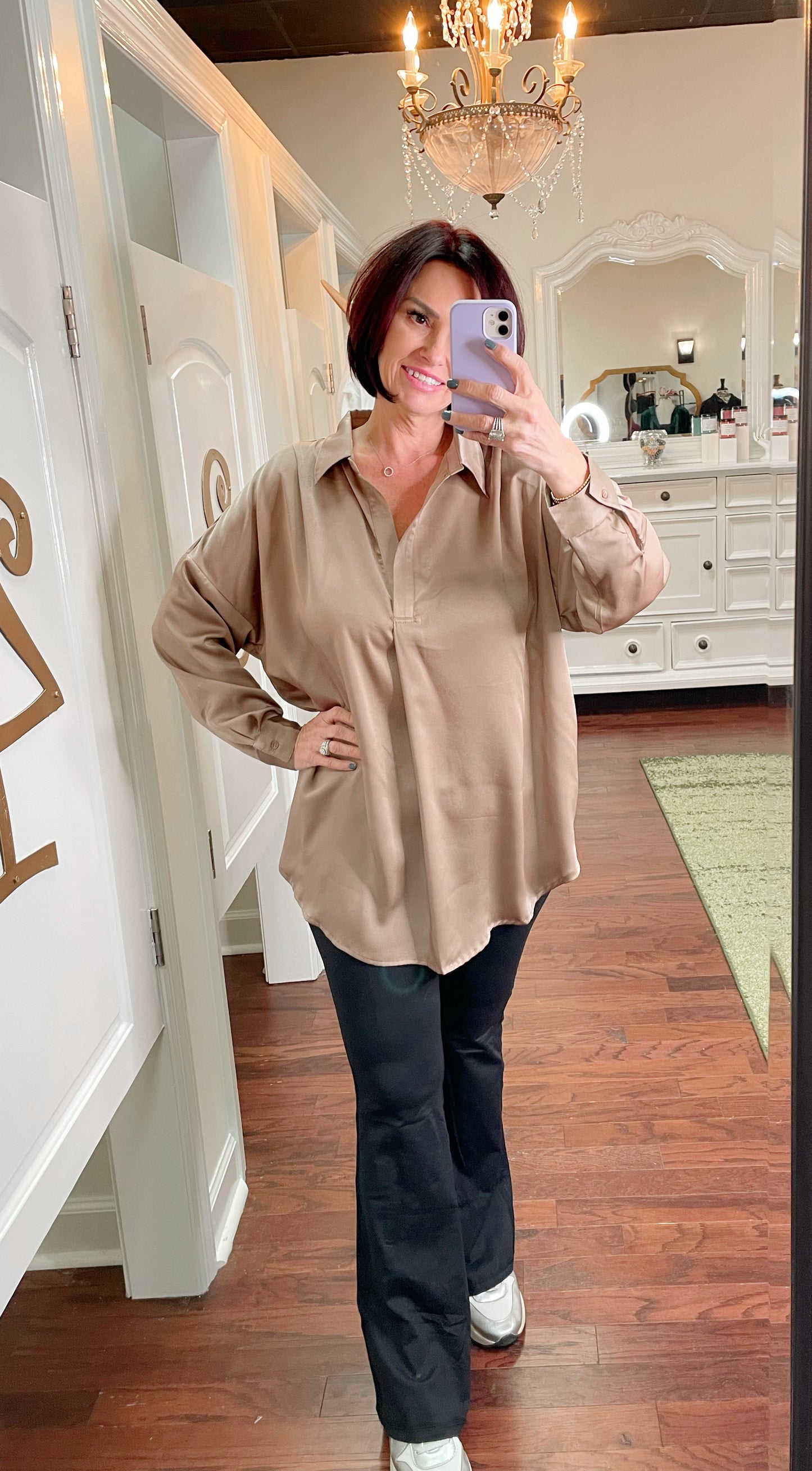 Tab Collar Blouse Top